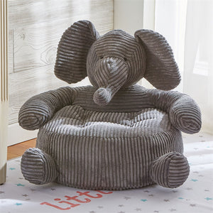 Elephant Corduroy Plush Chair Grey