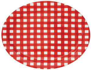 STONEWARE PLATTER, RED GINGHAM